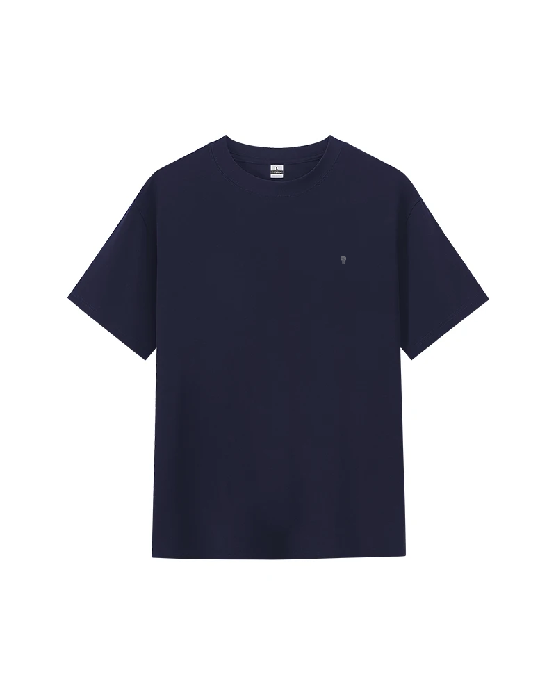 Polocom Plus Form Cotton-Blend Crewneck Tee in Navy, full product view