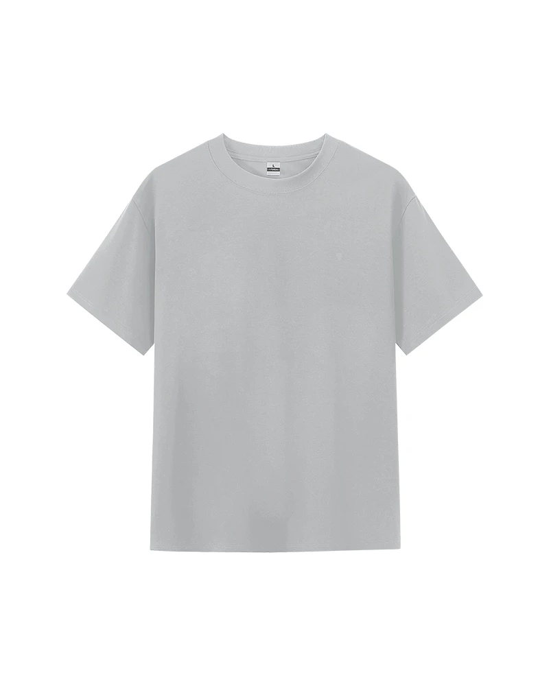 Polocom Plus Form Cotton-Blend Crewneck Tee in Gray, full product view