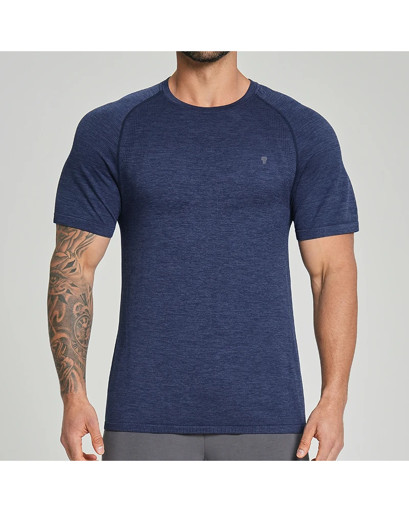 Polocom Plus Heather Motion Training Tee in Navy, model view