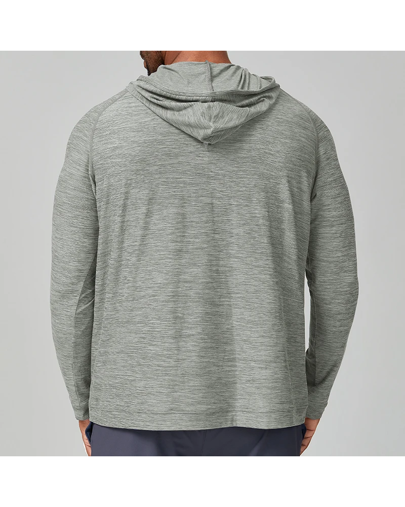 Polocom Plus Heather Quarter-Zip Training Hoodie in Gray, rear view