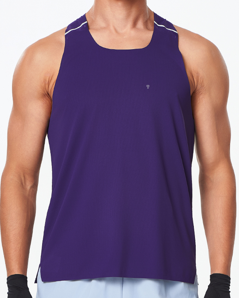 Polocom Plus Lap Running Tank — Purple front on model