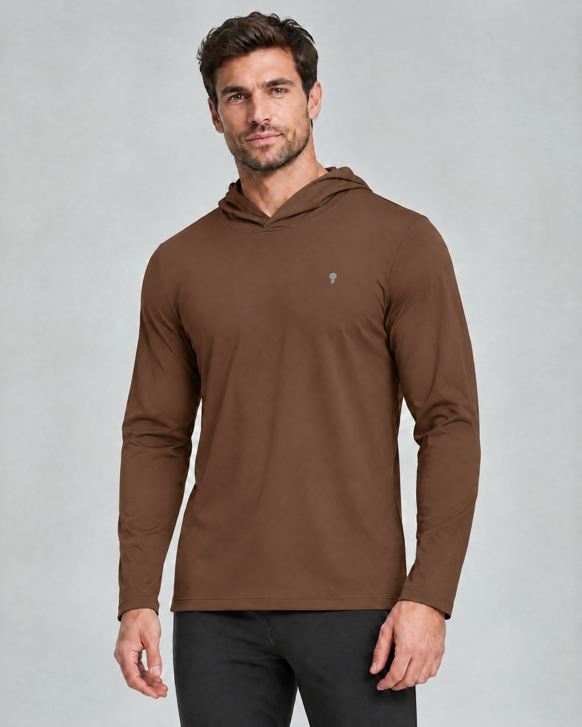 Layer Long-Sleeve Training Hoodie | Brown | Front view