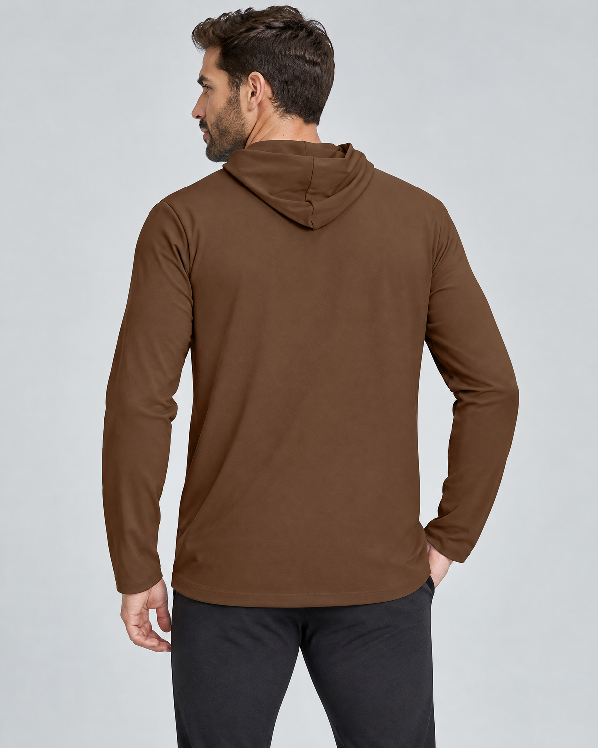 Layer Long-Sleeve Training Hoodie | Brown | Back view