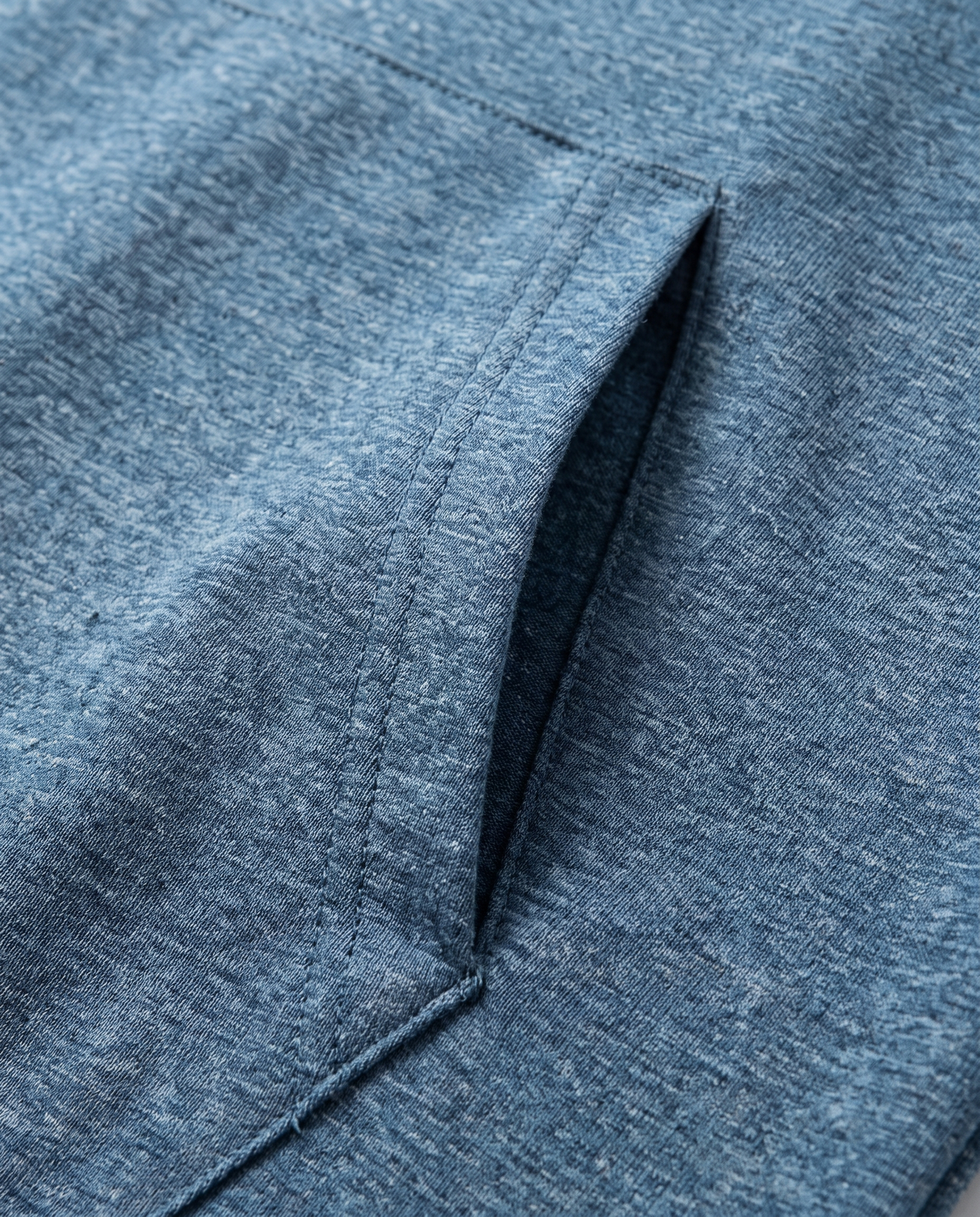 Motion sleeveless hoodie, Sky Blue kangaroo pocket stitching and fabric detail