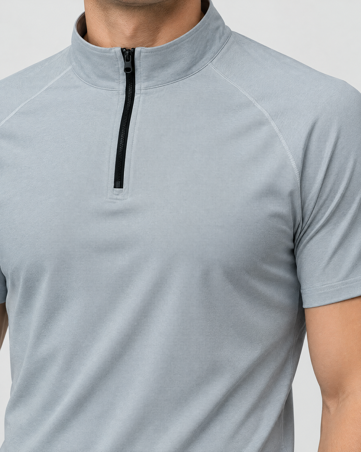 Pace Short-Sleeve Quarter-Zip Top | Light Grey | Detail view
