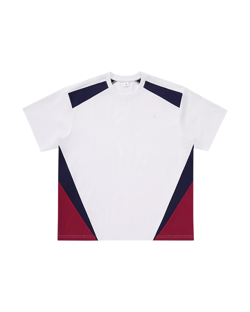 Rally Colorblock Cotton-Blend Tee in White, full product view