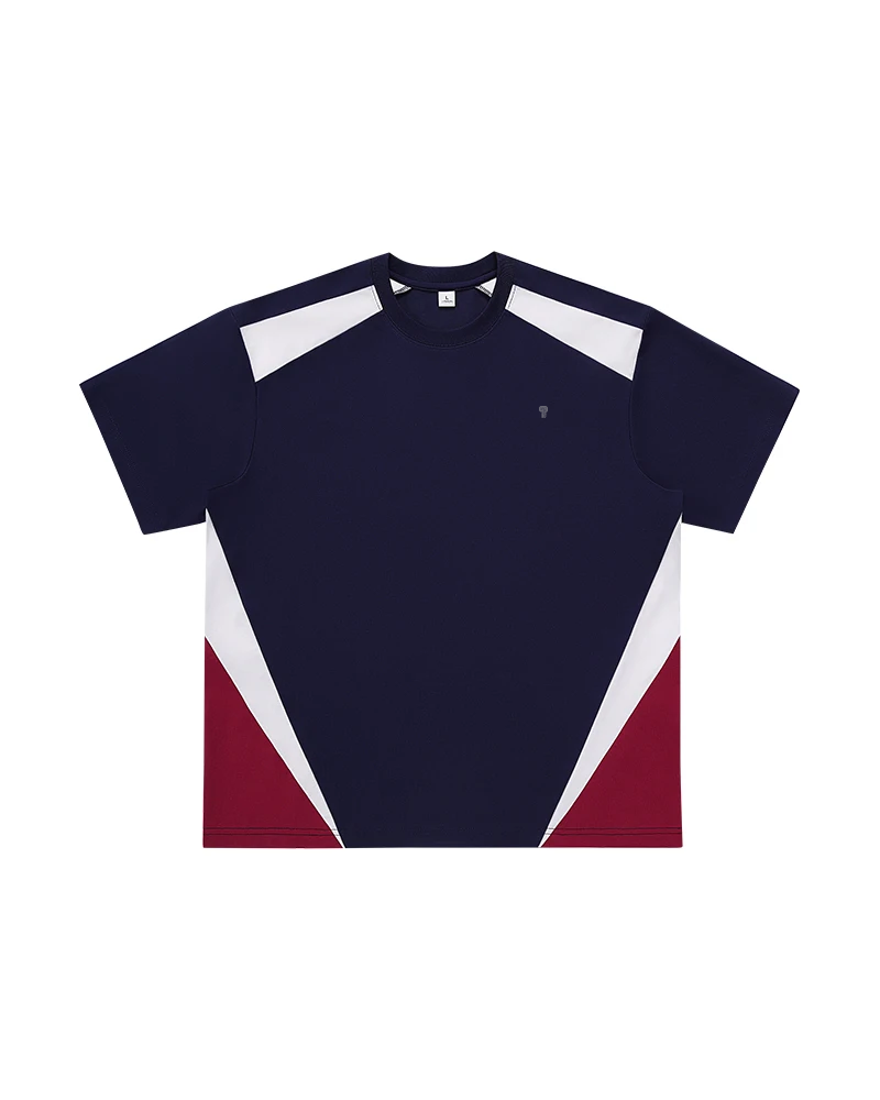 Rally Colorblock Cotton-Blend Tee in Navy, full product view