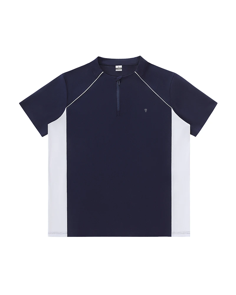 Polocom Plus Rally Piped Quarter-Zip Tee in Navy, full product view