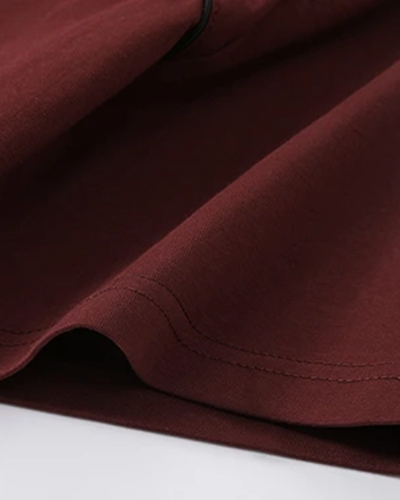 Rally Piped quarter-zip tee Red sleeve hem detail