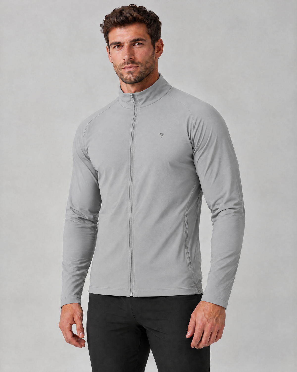 Route Stand-Collar Jacket | Gray | Front view