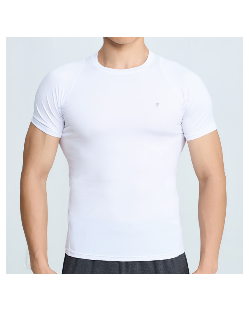 Polocom Plus Sculpt Seam Tee — White front on model