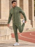 Polocom Plus Traverse Full-Zip Training Jacket — reflective silver branding mockup, adult athlete in motion