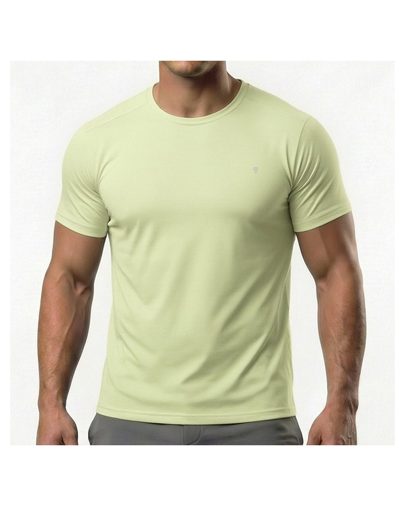 Polocom Plus Smooth Panel Training Tee — Yellow front on model