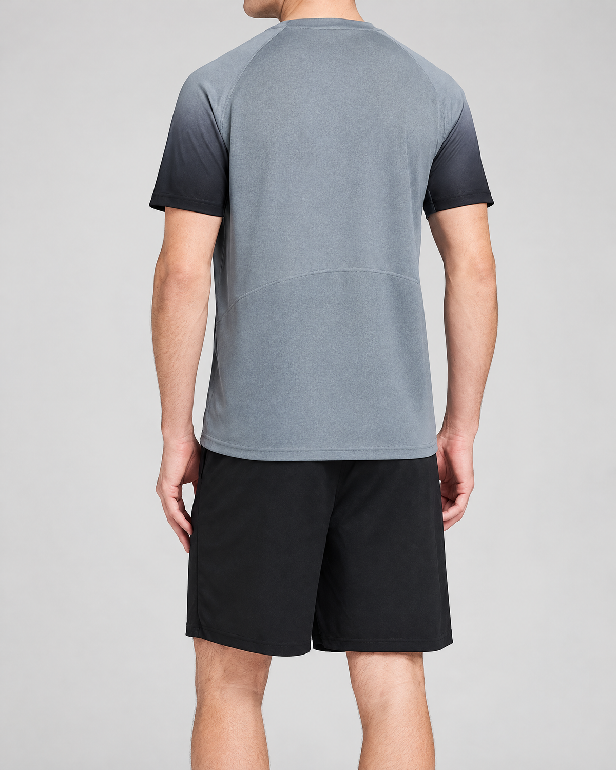 Sprint Contrast-Sleeve Shorts Set | Gray | Back view