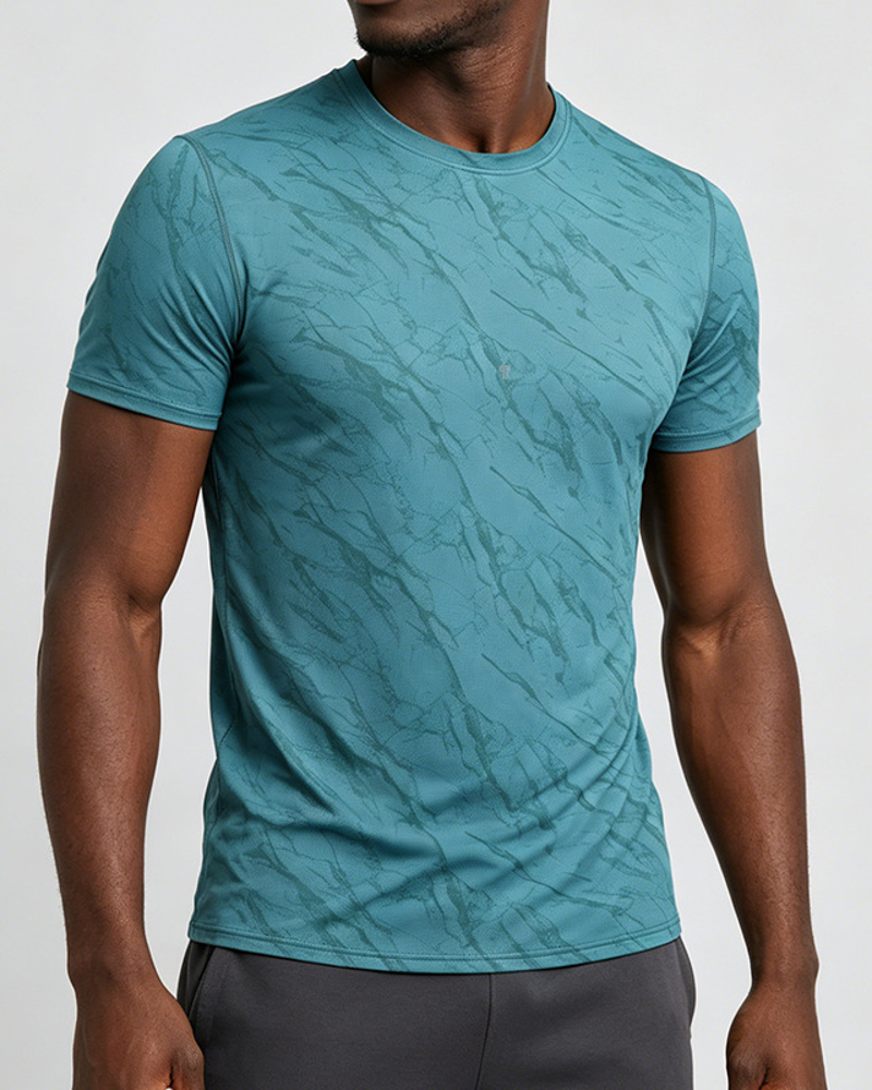 Polocom Plus Streak Stretch Training Tee — Blue front on model