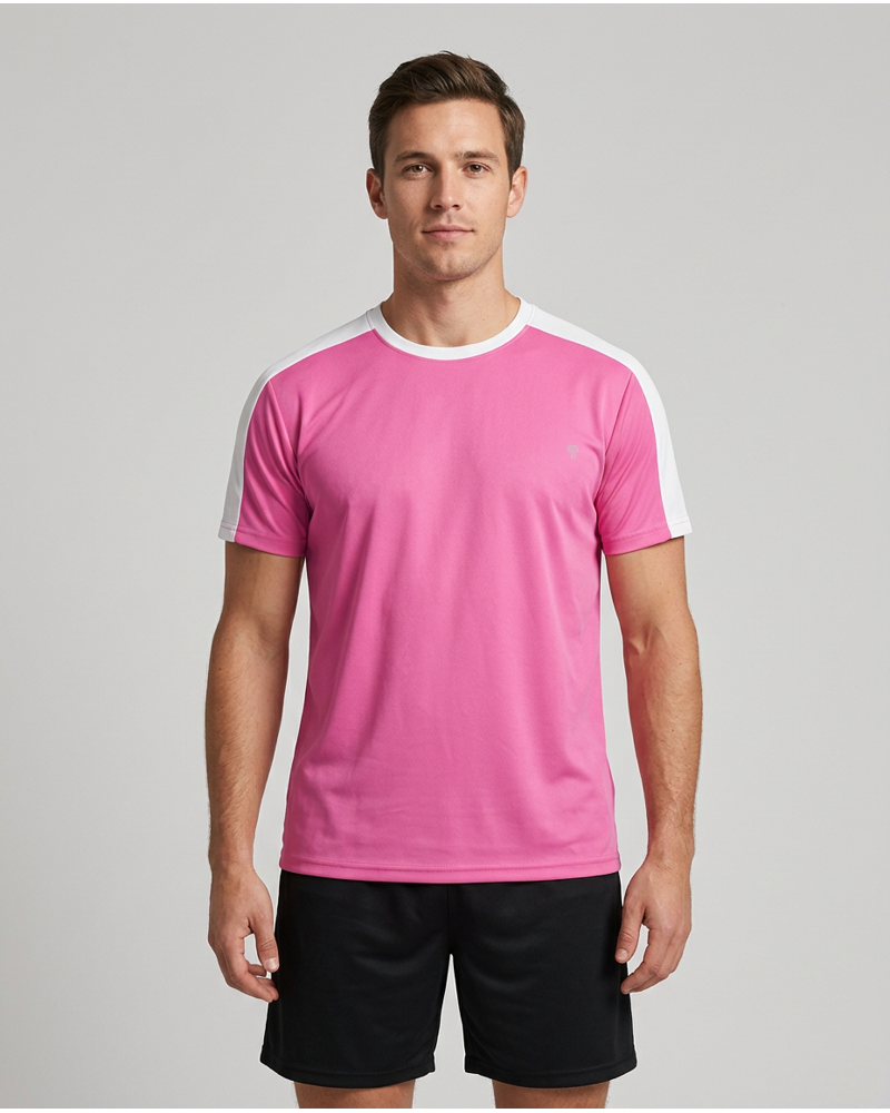 Polocom Plus Team Panel Training Tee in Pink, model concept view