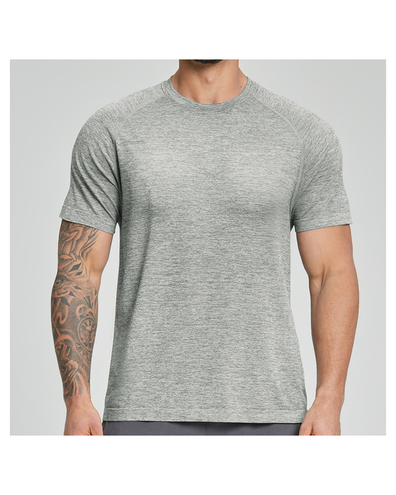 Polocom Plus Tonal Raglan Training Tee — Light Grey front on model