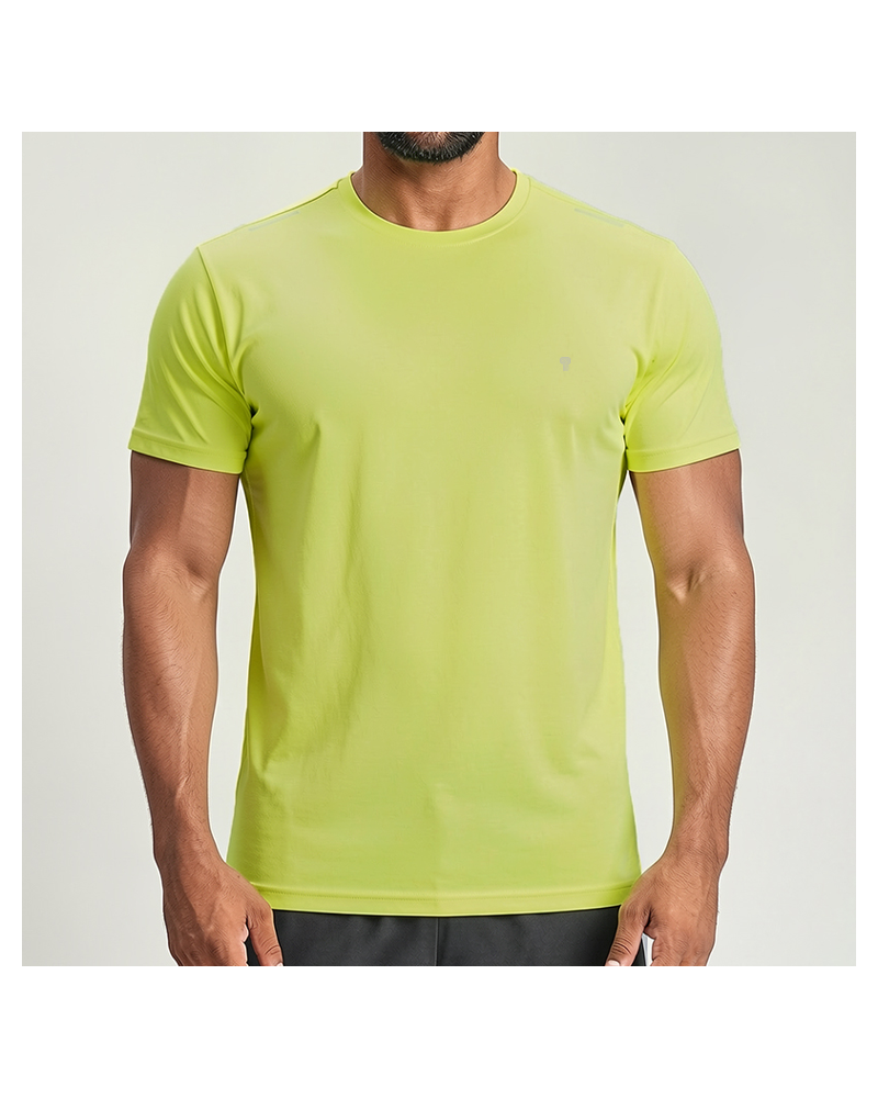 Polocom Plus Trace Stretch Training Tee — Legendary Green front on model