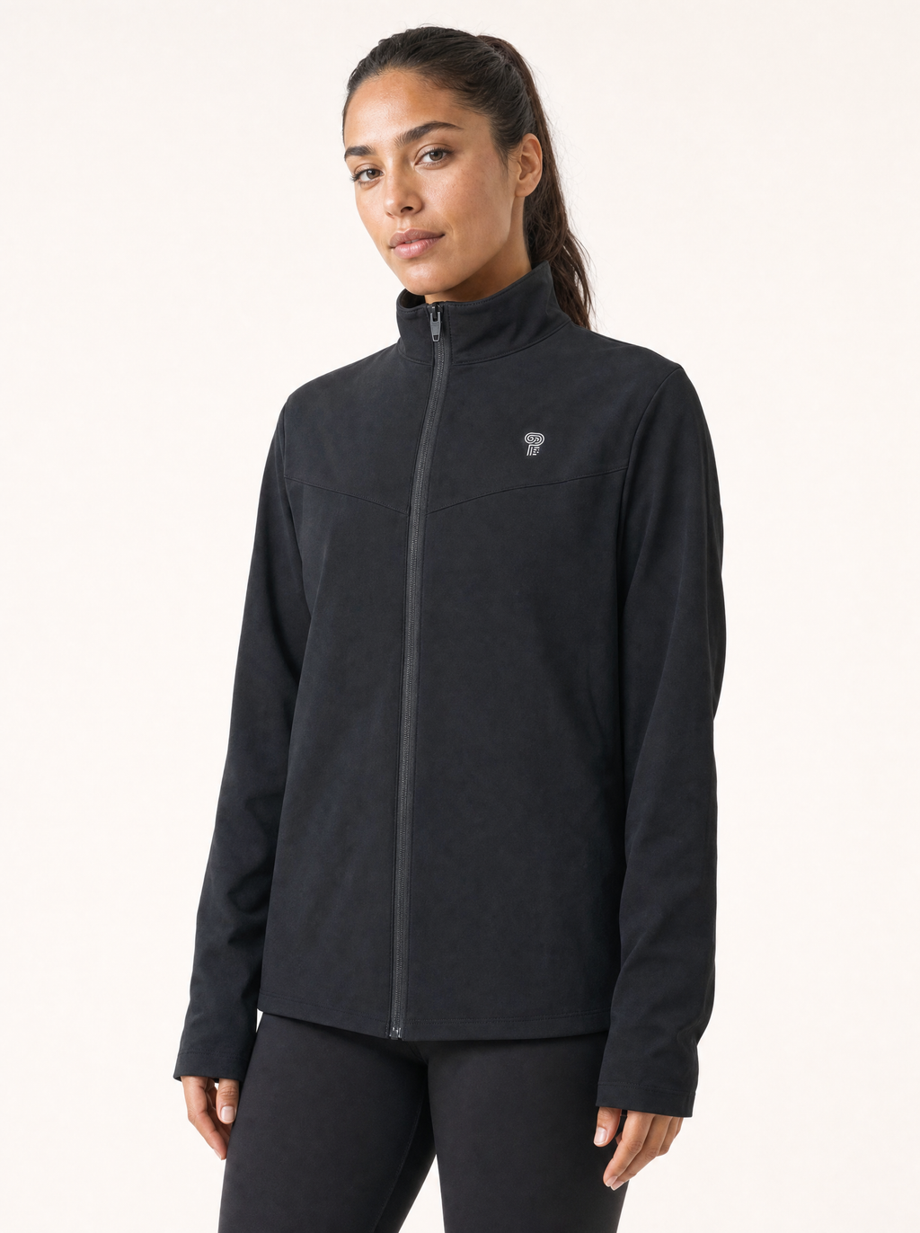 Polocom Plus Full-Zip Track Jacket — Black shown on an adult model.