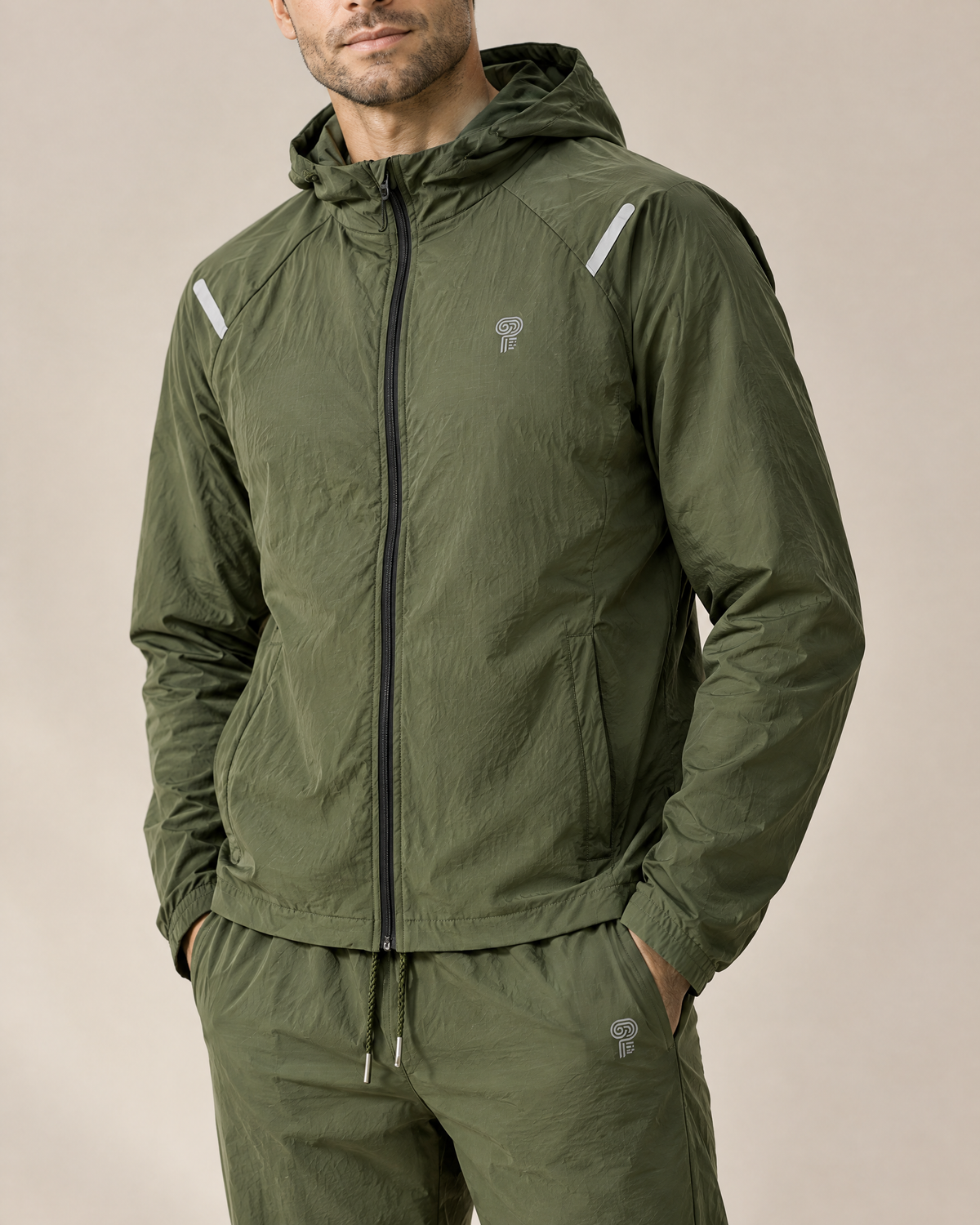 Polocom Plus Voyage Hooded Tracksuit | Army Green | Detail view