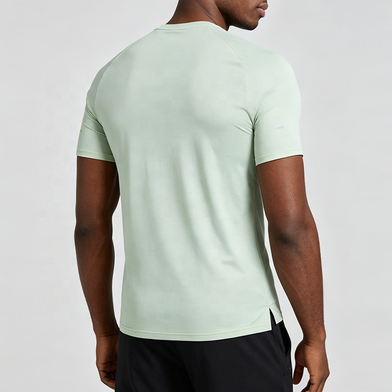 Pulse Reflective Training Tee in Light Green, model back view