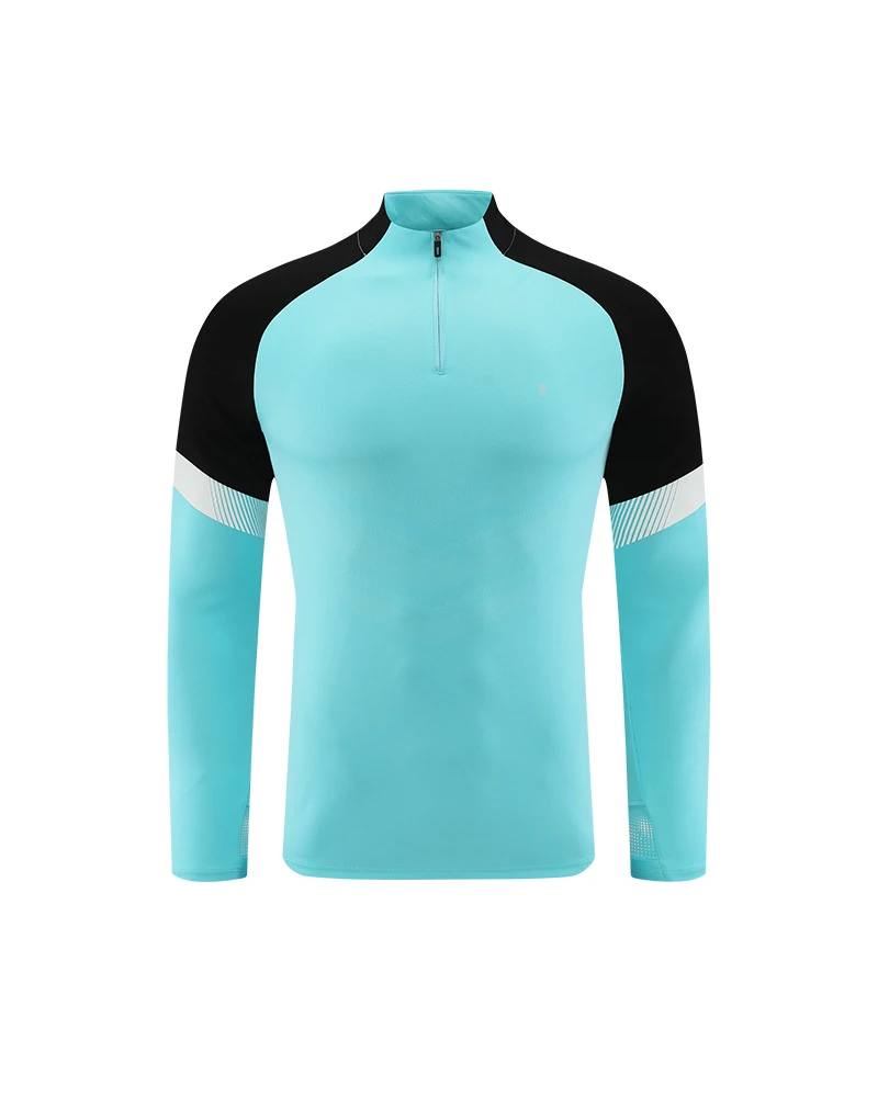 Polocom Plus Relay Color-Block Quarter-Zip in Mid Blue, garment front view