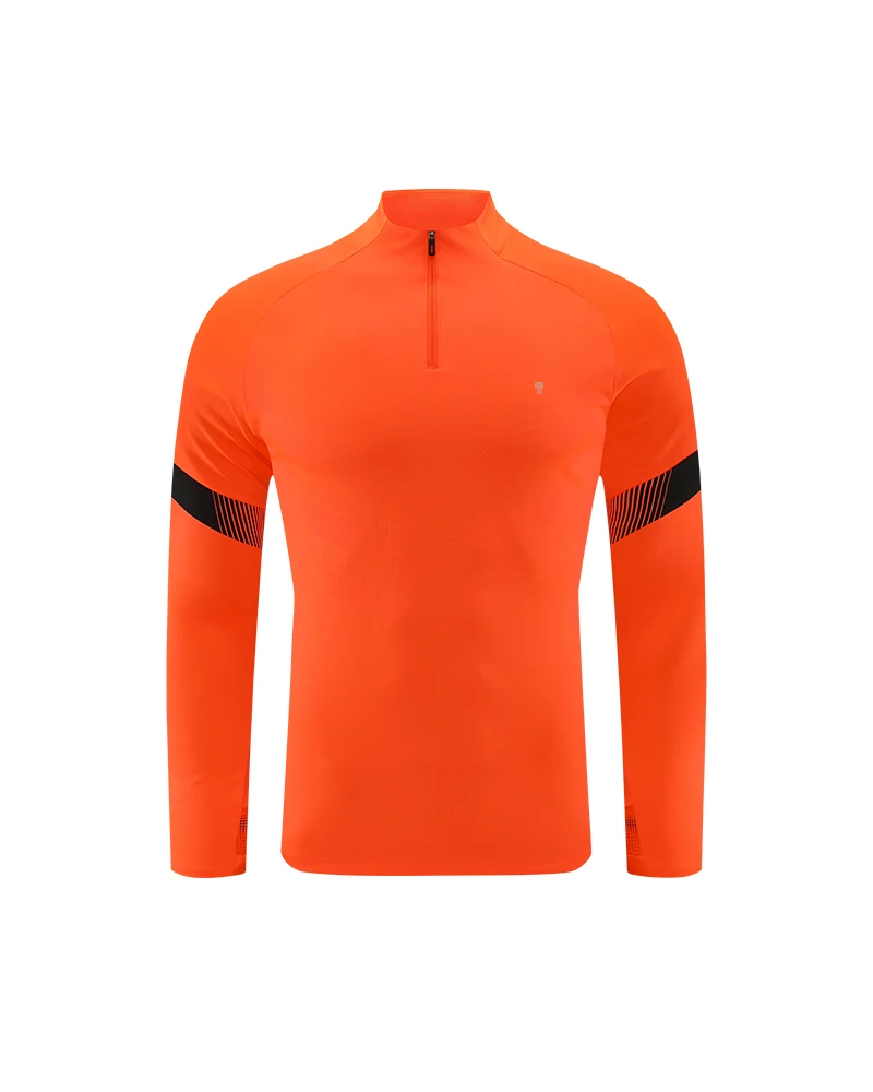 Polocom Plus Relay Color-Block Quarter-Zip in Fluorescent Orange, garment front view