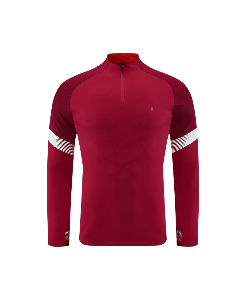 Polocom Plus Relay Color-Block Quarter-Zip in Red, garment front view