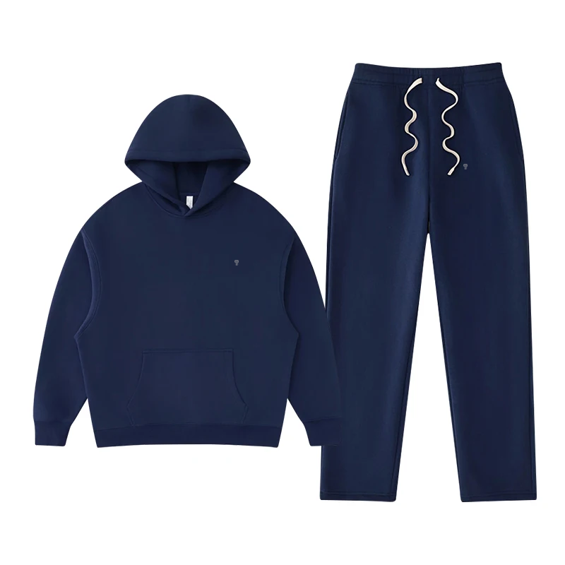 Polocom Plus Rest Hooded & Straight-Leg Set in Navy, matching hoodie and pants garment view