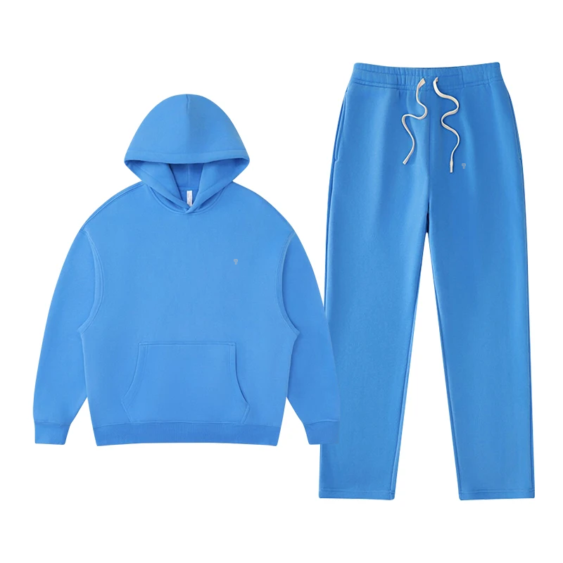 Polocom Plus Rest Hooded & Straight-Leg Set in Blue, matching hoodie and pants garment view