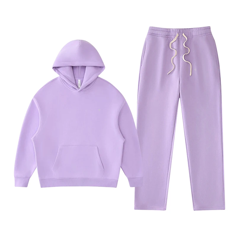 Polocom Plus Rest Hooded & Straight-Leg Set in Light Purple, matching hoodie and pants garment view