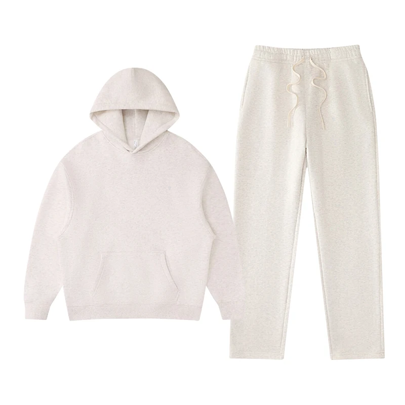 Polocom Plus Rest Hooded & Straight-Leg Set in Oat Gray, matching hoodie and pants garment view