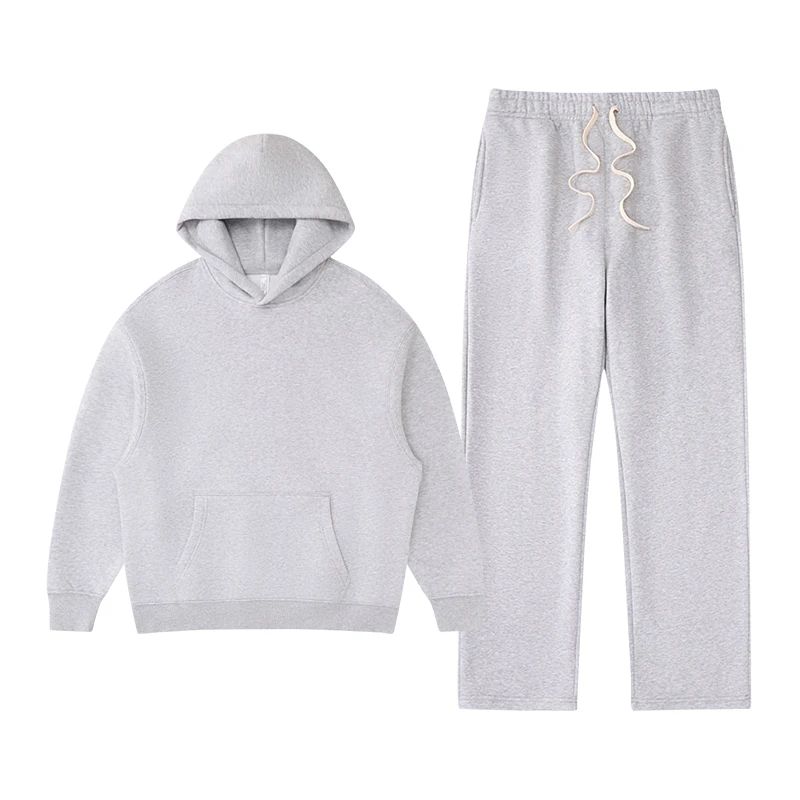 Polocom Plus Rest Hooded & Straight-Leg Set in Gray, matching hoodie and pants garment view
