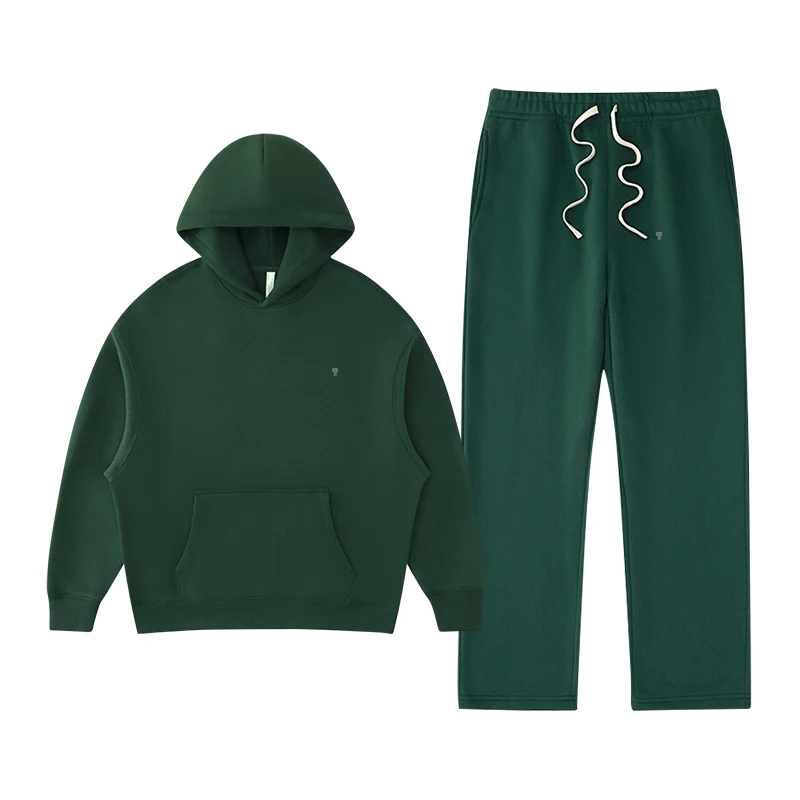 Polocom Plus Rest Hooded & Straight-Leg Set in Jungle Green, matching hoodie and pants garment view