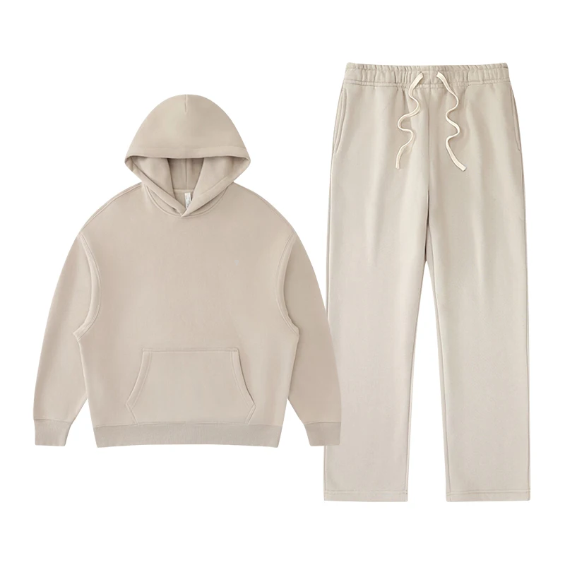 Polocom Plus Rest Hooded & Straight-Leg Set in Khaki, matching hoodie and pants garment view