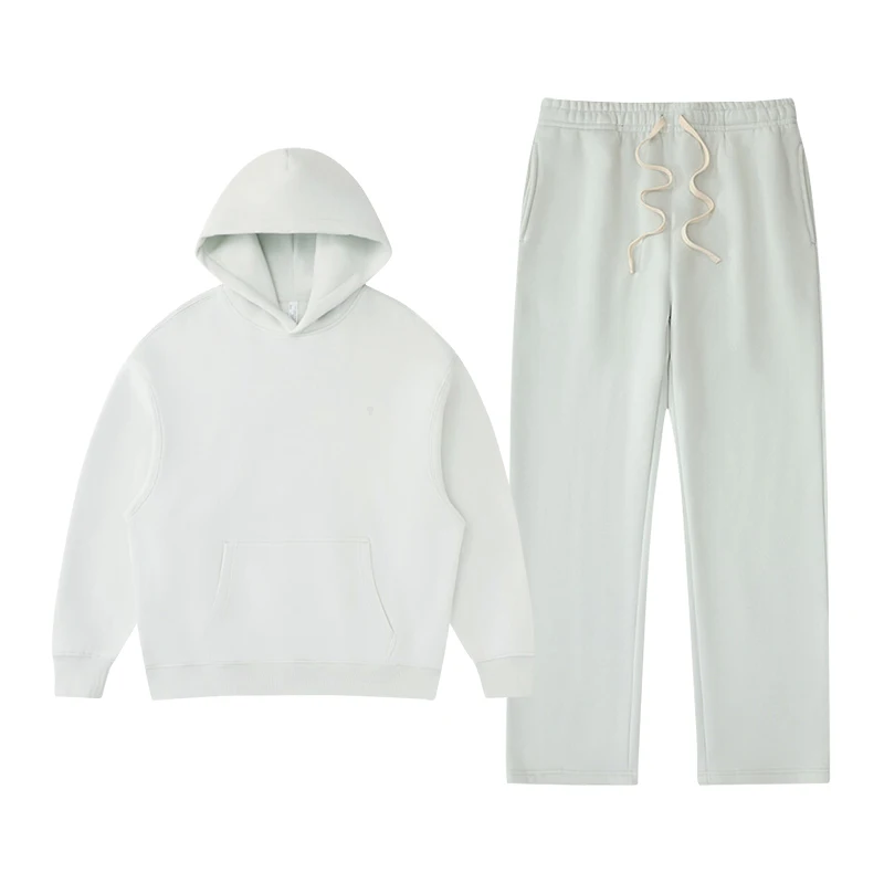 Polocom Plus Rest Hooded & Straight-Leg Set in Silver Gray, matching hoodie and pants garment view