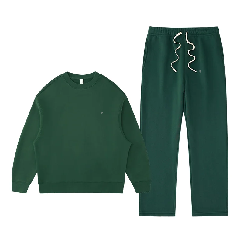 Polocom Plus Rest Crewneck & Straight-Leg Set in Jungle Green, matching sweatshirt and pants garment view