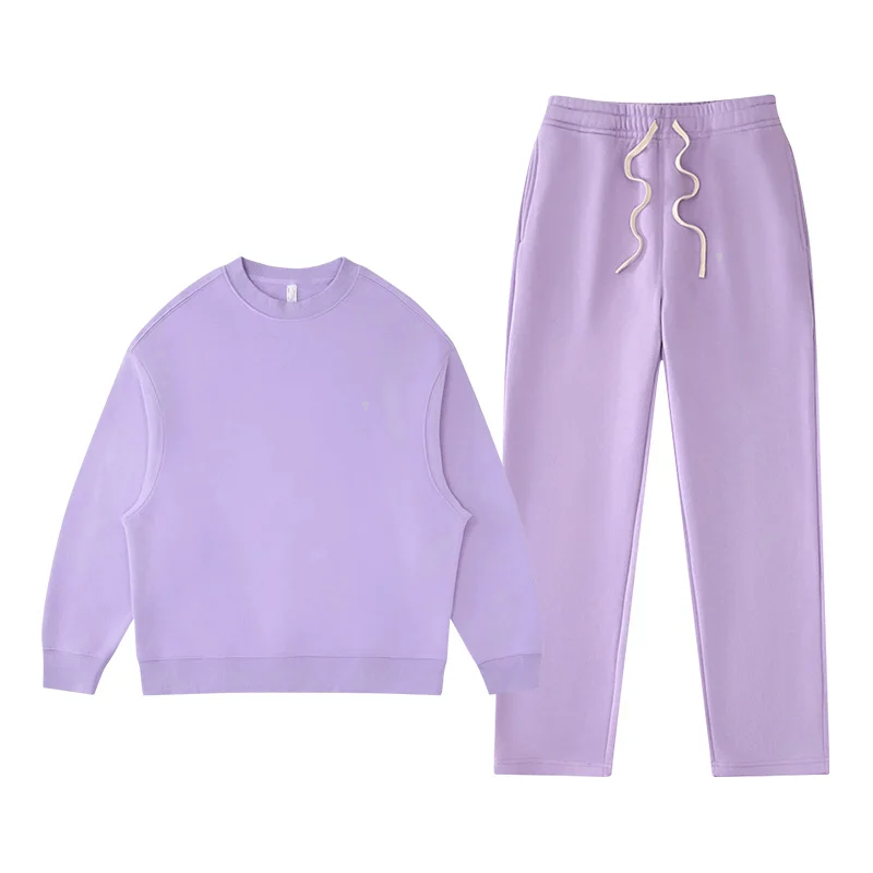 Polocom Plus Rest Crewneck & Straight-Leg Set in Light Purple, matching sweatshirt and pants garment view