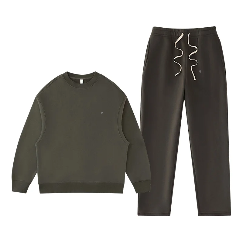 Polocom Plus Rest Crewneck & Straight-Leg Set in Dark Grey, matching sweatshirt and pants garment view