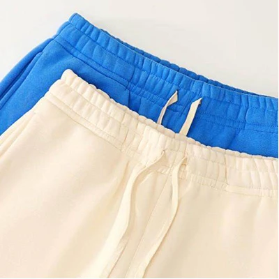 Polocom Plus Rest Crewneck & Straight-Leg Set in Blue, Blue and Beige drawcord waistband detail