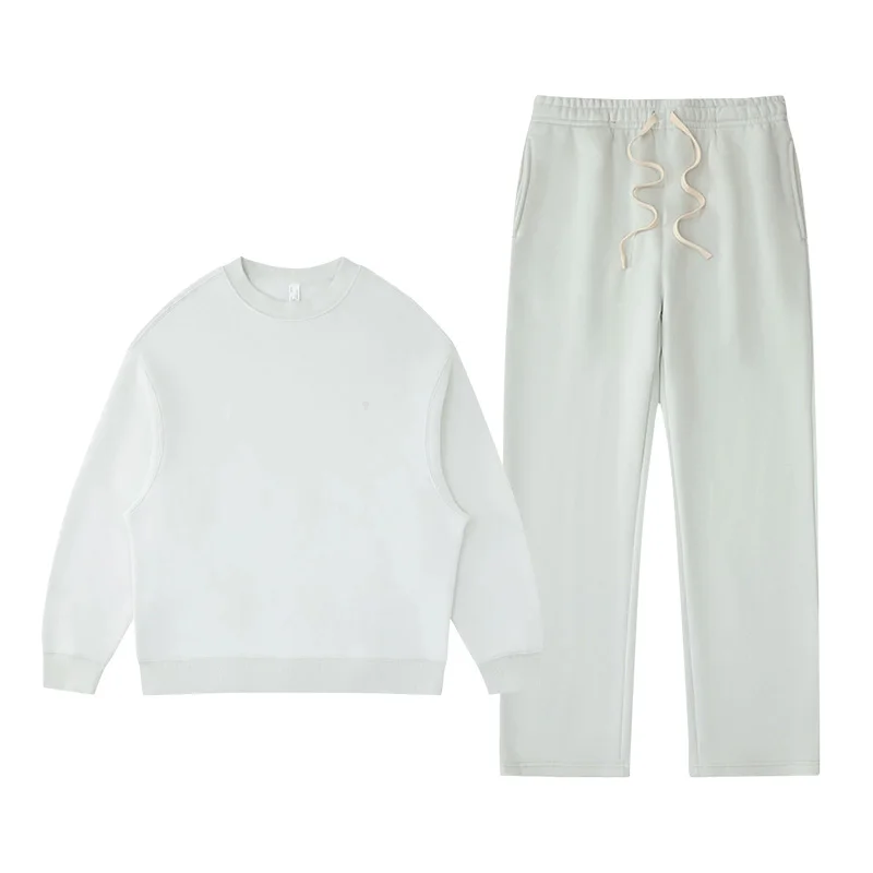 Polocom Plus Rest Crewneck & Straight-Leg Set in Silver Gray, matching sweatshirt and pants garment view