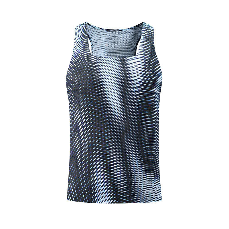 Ripple Printed Running Tank in Black, full garment front view