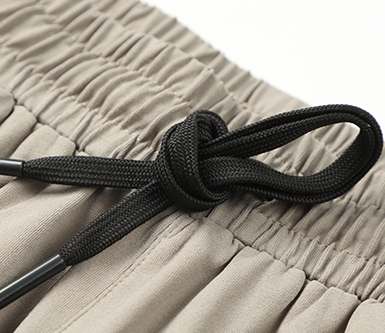 Polocom Plus Roam Straight-Leg Drawstring Pants in Khaki, waistband and drawstring detail