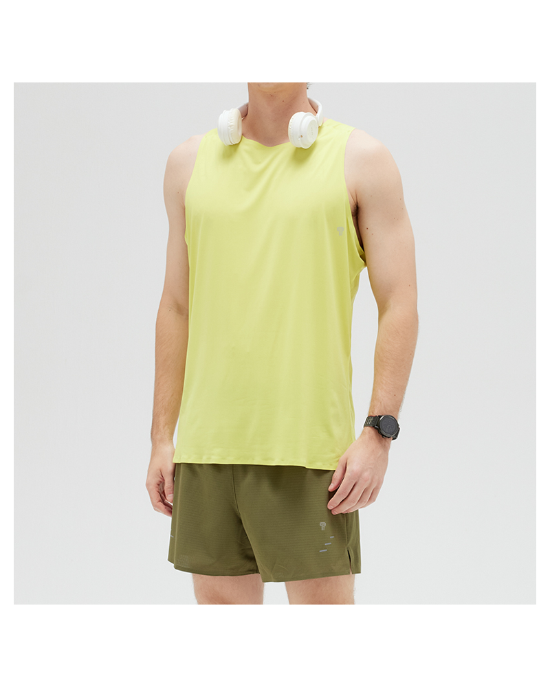 AeroLite Tank & 2-in-1 Shorts Set in Fluorescent Yellow+Dark Green — front view