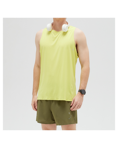 AeroLite Tank & 2-in-1 Shorts Set in Fluorescent Yellow+Dark Green — front view
