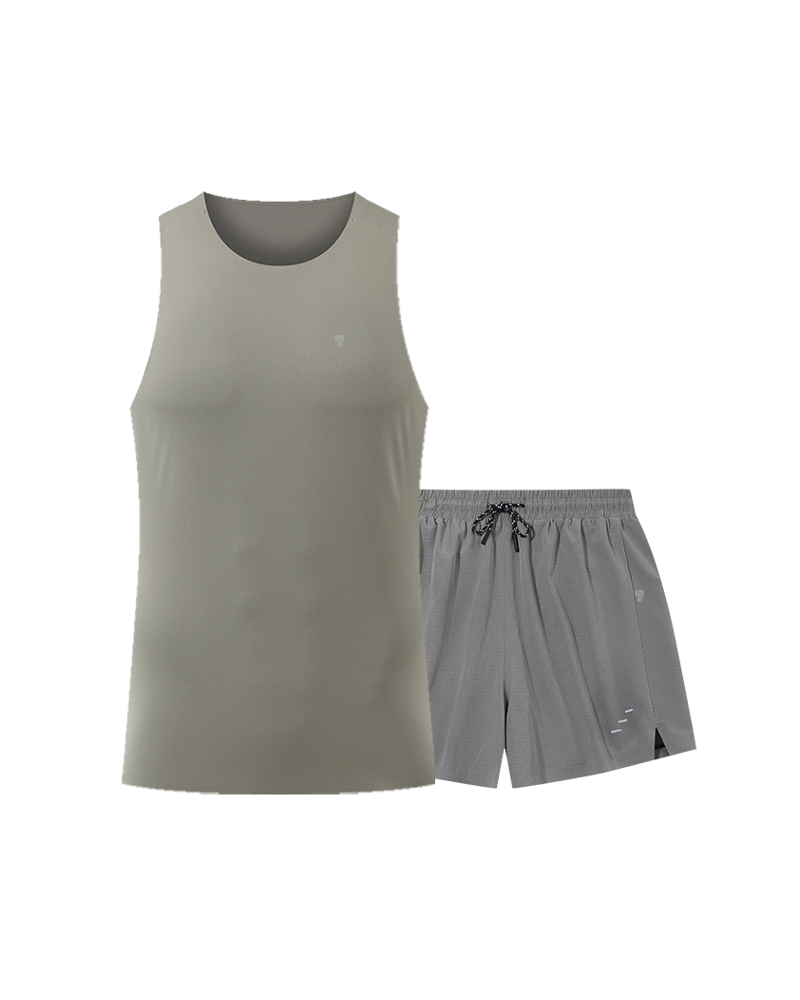 AeroLite Tank & 2-in-1 Shorts Set in Gray+Dark Grey — front view