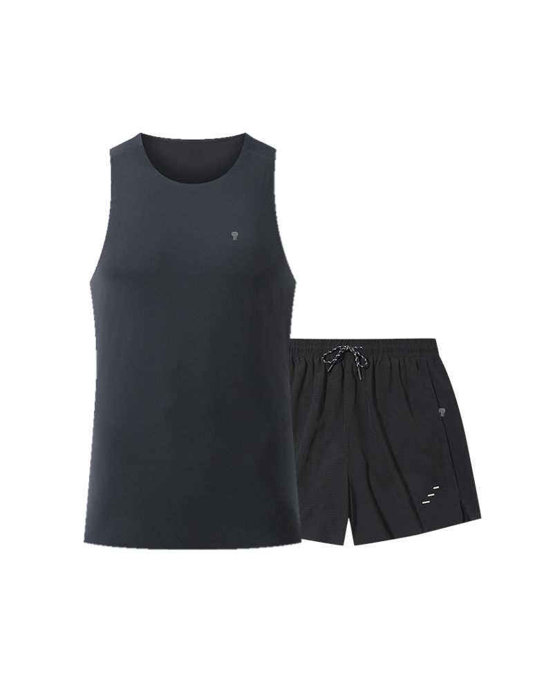 AeroLite Tank & 2-in-1 Shorts Set in Black — front view