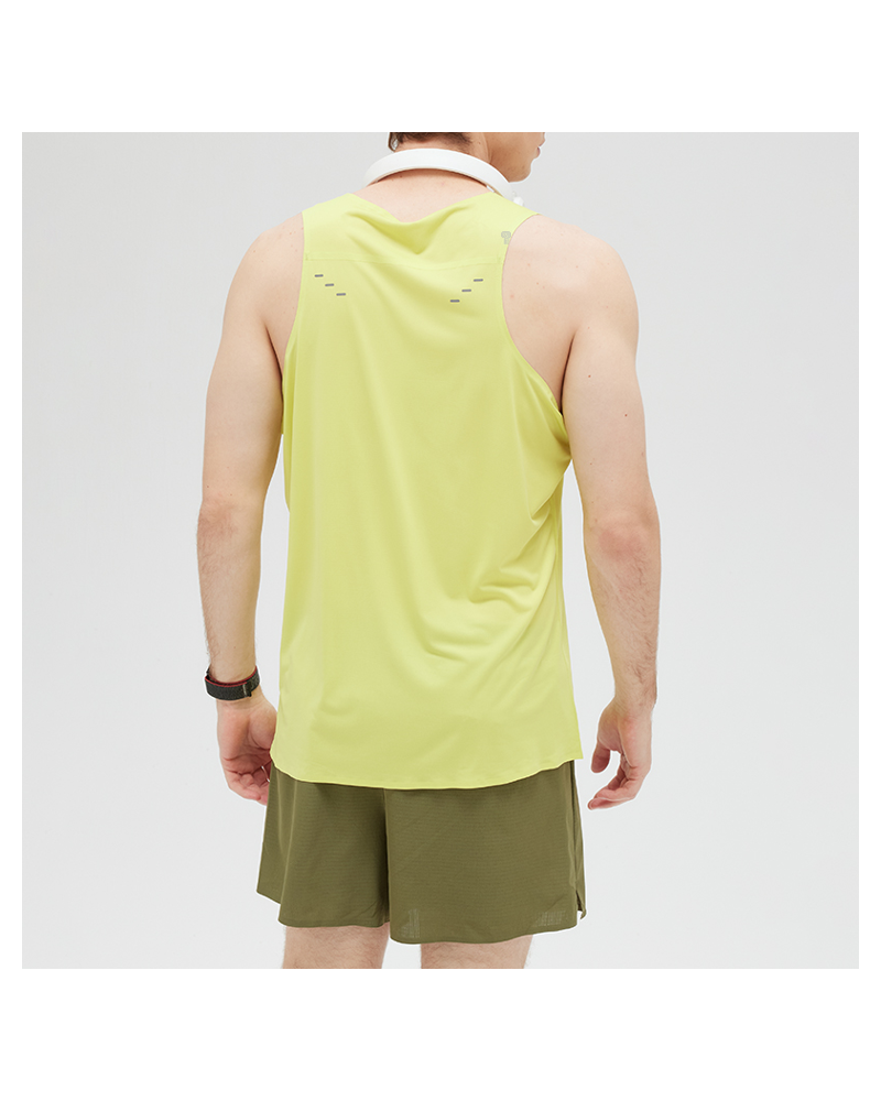 AeroLite Tank & 2-in-1 Shorts Set in Fluorescent Yellow and Dark Green — rear view