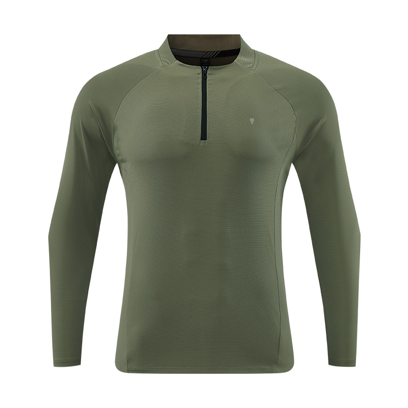Polocom Plus Signal Stretch Quarter-Zip Top in Army Green, garment front view