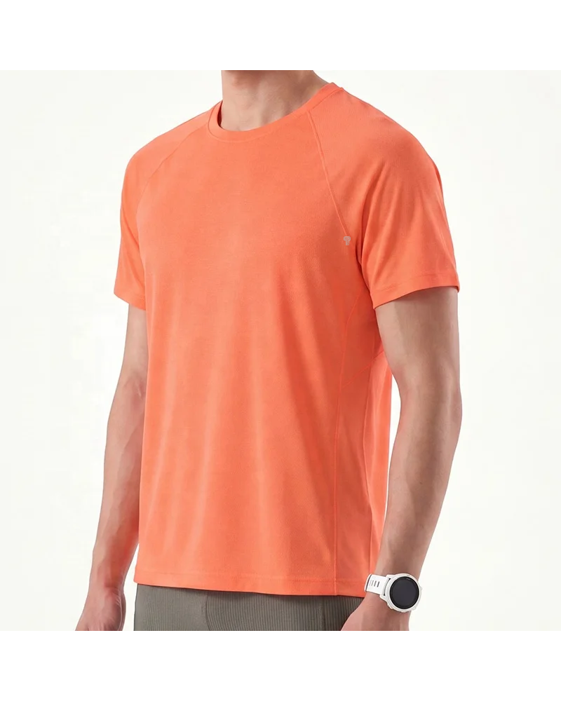 Polocom Plus Spectrum Stretch Training Tee in Fluorescence Orange, model front view